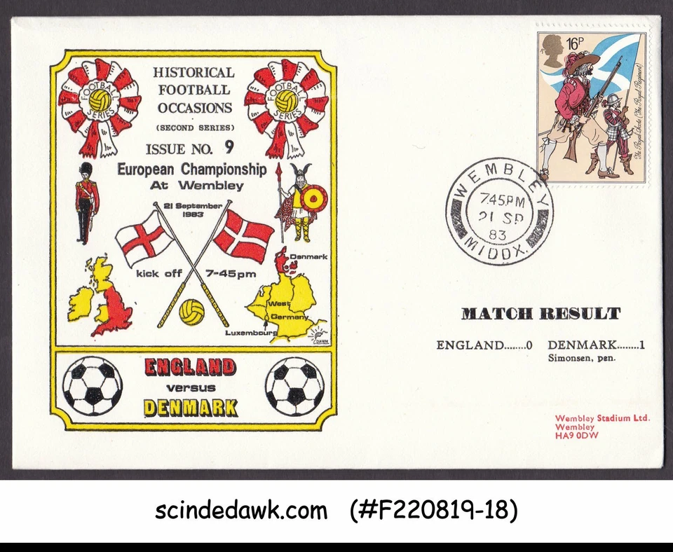 GREAT BRITAIN - 1983 EUROPEAN CHAMPIONSHIP FOOTBALL SPECIAL COVER WITH CANCL. - Изображение 1 из 1