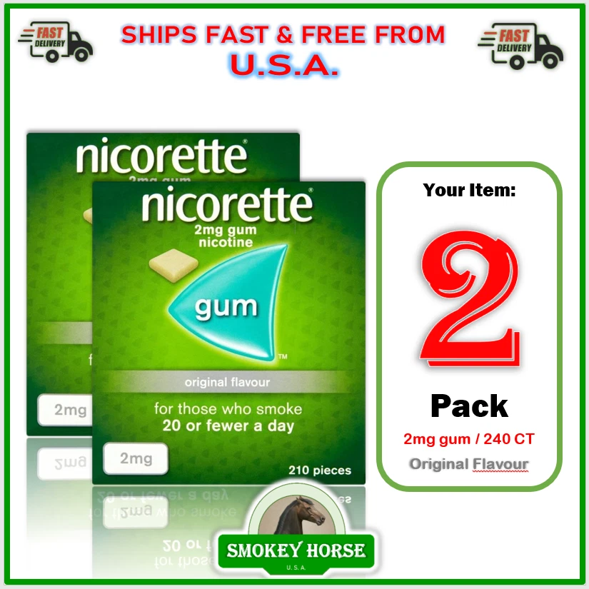 2X Nicorette ORIGINAL Sabor Goma 2MG 210 Piezas "VENDEDOR DE EE. UU.--SE ENVÍA SÚPER RÁPIDO" Foto 1 de 1