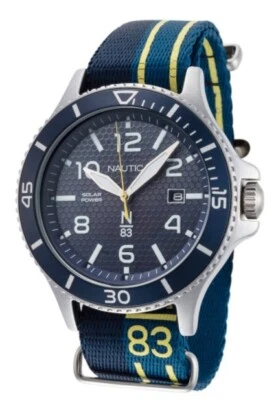 Men's Nautica Cocoa Beach Blue yellow fabric Strap Solar Powered Watch NAPCBS902 - Image 1 of 2