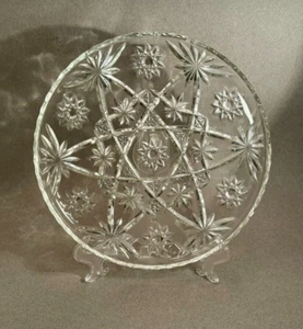 Vintage Anchor Hocking 11-inch Crystal Platter Star of David Pattern - Picture 1 of 3