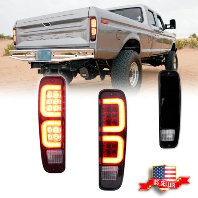 Smoke Red LED Rear Tail Light Lamps For 74-91 Ford E150 F150 250 350 100 Bronco - Image 1 of 4