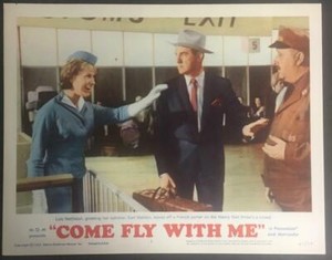 Lois Nettleton Karl Malden waves off a porter Come Fly With Me lobby card 3672