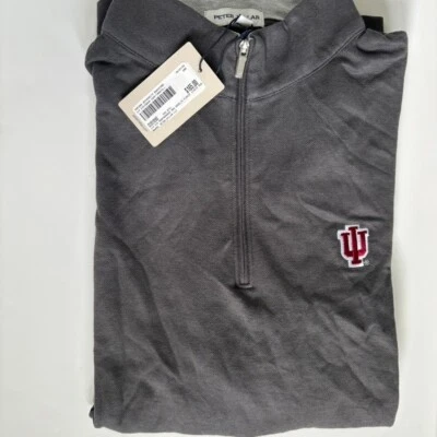 Peter Millar Indiana University Crown Comfort Interlock Quarter Zip Sz XL Gray - Image 1 of 4