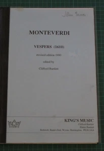 Monteverdi - Vespers (1610) Revised edition 1990 edited by Clifford Bartlett - Picture 1 of 17