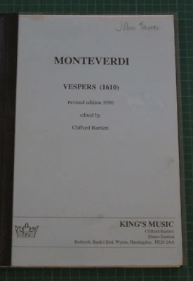 Monteverdi - Vespers (1610) Revised edition 1990 edited by Clifford Bartlett - Image 1 of 4