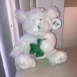 Beverly Hills Teddy Bear Company Teddy Bear White St. Patrick Day Shamrock 10" - Picture 1 of 6
