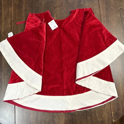 FALDA DE ÁRBOL DE NAVIDAD CLÁSICA DE TERCIOPELO GRANERO DE CERÁMICA GRANDE 60" D ~ ROJA CON PUÑO MARFIL Foto 1 de 4