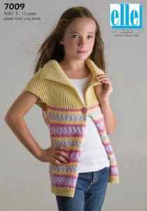 Elle - Cardigan Wool Yarn Knitting Pattern 8Ply DK 7009 - Picture 1 of 3