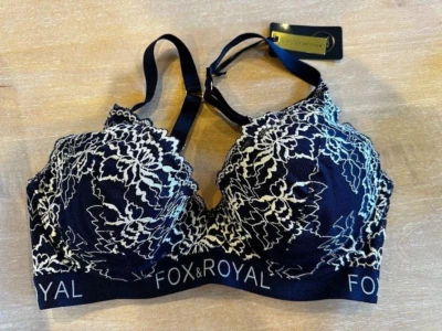 Sujetador Fox & Royal Azul Medianoche Encaje Talla 34DDD Gizela Ligeramente Forrado Nuevo con Etiquetas Con Aros Foto 1 de 2