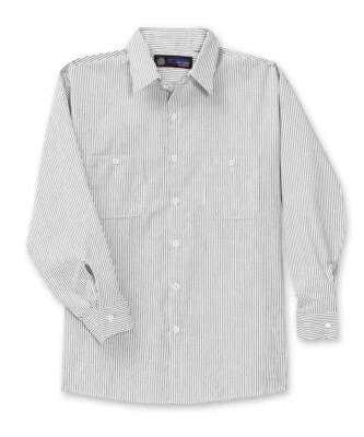 Striped Work Shirts Poplin Short and Long Sleeve 2 Pocket Industrial Uniform - Image 1 of 4