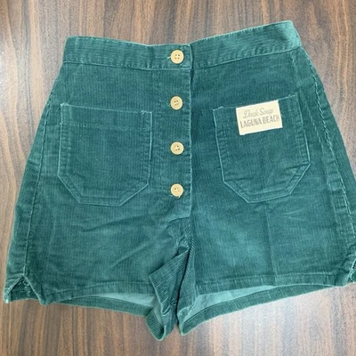 Pantalones Cortos De Colección Pato Sopa Tiro Alto Pana Verde Años 80’s Xs 24 Cintura Laguna Playa Foto 1 de 4