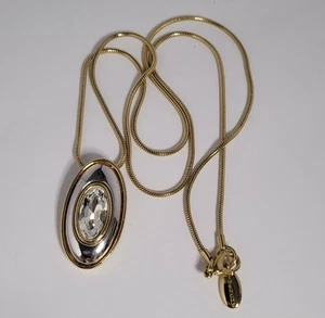 Givenchy Halskette mit Strass ovalem Anhänger zweifarbig Vintage - Bild 1 von 6