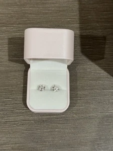 IGI F/VS 2 Ct Round Lab Created Grown Diamond Earrings Real 14K White Gold Screw - Picture 1 of 2