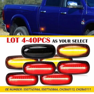 4-40 X LED СТОРОНЫ КРЫЛА МАРКЕР СВЕТЛО-КРАСНЫЙ ЯНТАРЬ ДЛЯ 03-09 DODGE RAM 2500 3500 SMKOE - Изображение 1 из 4