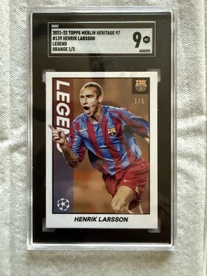 2021-22 Topps Merlin Heritage 97 Orange Parallel Henrik Larsson #1/5 SGC 9 - Image 1 of 3