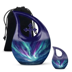 Northern Lights Urn - Aluminum Remembrance Urn For Human Ashes  | Memorial Urn - Imagen 1 de 7