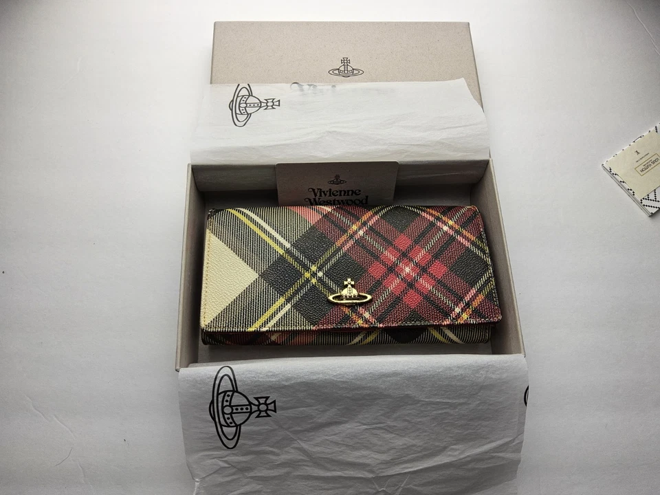 Cartera larga Vivienne Westwood acordeón a presión a cuadros tamaño completo Foto 1 de 4