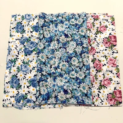 Vintage Rose & Hubble London Collection Lawn Cotton Fabric 3pc Remnants 9" x 44" - Image 1 of 4