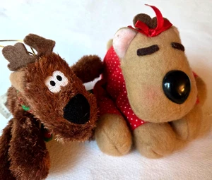 2er Set Rodney Ramona Hallmark Weihnachten Rentier Floppy Plüsch 1986 Ornament - Bild 1 von 5