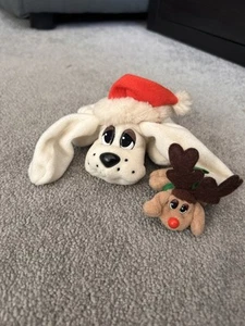 Vintage Pound Puppies 1995 Galoob Christmas Red Nose Reindeer Holiday Puppy - Picture 1 of 6