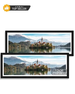 12X36 Picture Frame 2 Packs, Real Glass and Rustic Black Wood Frame, Display Col - Picture 1 of 7