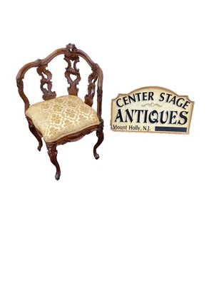 66207   Fancy Hand Carved Mahogany Corner Chair Northwind Lion   Faces VERY RARE - Image 1 of 4