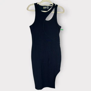Zella Interlude Rib Cutout Dress Women's Large Navy Blue Sleeveless Knee Length - Picture 1 of 3