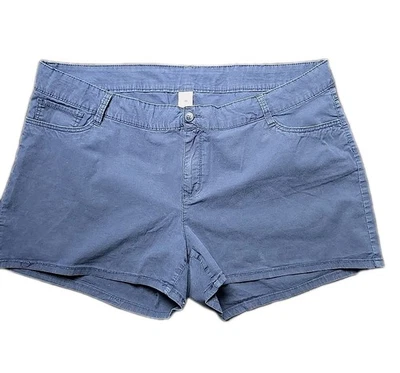 City Streets Navy Lightweight Cotton Stretch Shorts Size 20P - Image 1 of 4