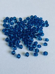 100pc Swarovski Crystal Capri Blue 3mm Bicone 5301Beads - Picture 1 of 2