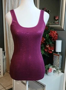 Top Express Sexy Basic Borgogna Paillettes Taglia Extra Small Party Glam - Foto 1 di 5