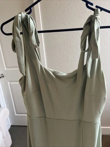 Birdy Grey Dress Womens Medium Sage Green Alex Maxi Gown Tie Strap Slit Formal - Picture 1 of 6