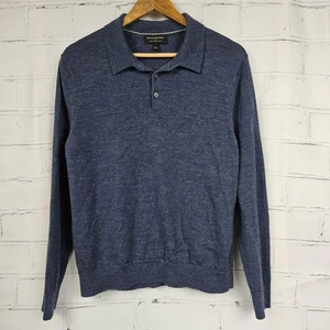 Polo Banana Republic uomo blu manica lunga L 100% lana merino colletto - Foto 1 di 14