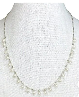 Carolee Necklace, Small White Dangling Pearl and Silver Tone Chain NWT Wedding  - Image 1 of 4
