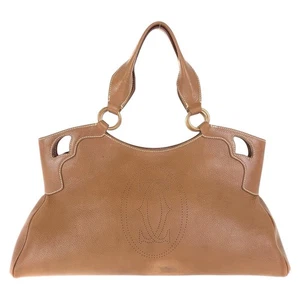 CARTIER Marcello Handbag Shoulder Bag Brown Gold Hardware leather - Picture 1 of 10