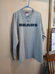 Reebok Men's NFL Chicago Bears Cotton Polyester Long Sleeve Gray T-shirt Sz L - Picture 1 of 7
