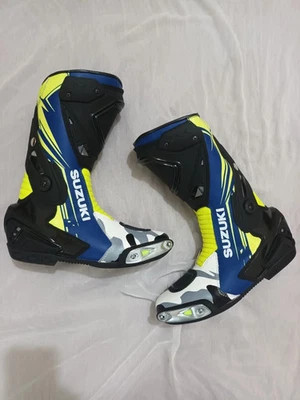 SUZUKI GSXR Stivali in Pelle da Moto Uomo Corsa Stivali da Motociclista in Pelle - Immagine 1 di 4