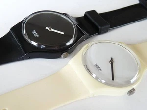 Swatch Regular Model 1995 White Hours - Black Minutes Set of 2 - Picture 1 of 10