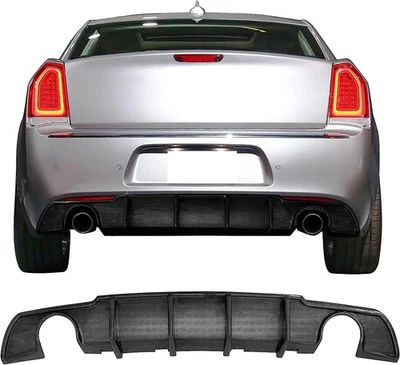 Rear Bumper Lip Diffuser PP Shark Fin for 15-23 Chrysler 300 Carbon Fiber Style Foto 1 de 4