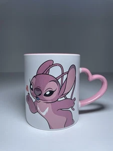 Disney Lilo & Stitch "ENGEL" rosa Becher 14 Unzen Herz Henkelbecher - Bild 1 von 2