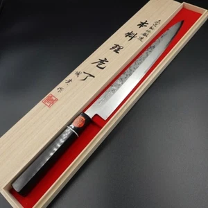 Tanaka Shigeki Senko Damascus Yanagiba Japanese Kitchen Knife 300mm VG10 New - Picture 1 of 6