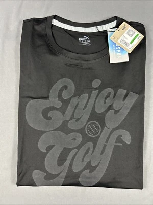 Puma Golf Shirt Tee T-Shirt Cloudspun Enjoy Golf Print Large Black NWT MSRP $45 - Image 1 of 4