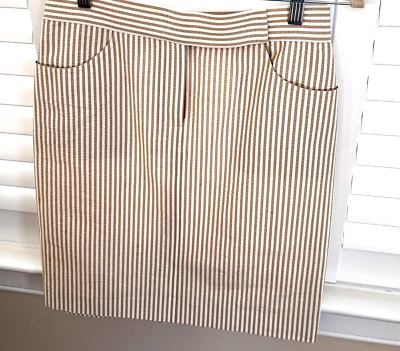 Falda Lápiz Anne Klein Seersucker Rayas Beige y Blanco Nueva con Etiquetas Talla 6P Foto 1 de 4