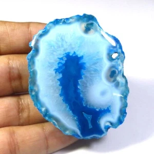 Blue Slice Geode Cabochon 56x43 mm Natural Agate Slice Gemstone 167 Cts BS-1069 - Picture 1 of 9