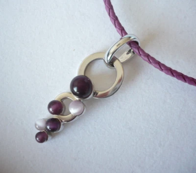 Pierre Lang* Anhänger mit Öse silber RH mit 6 Perlen in beerefarben, selten ! - Bild 1 von 4