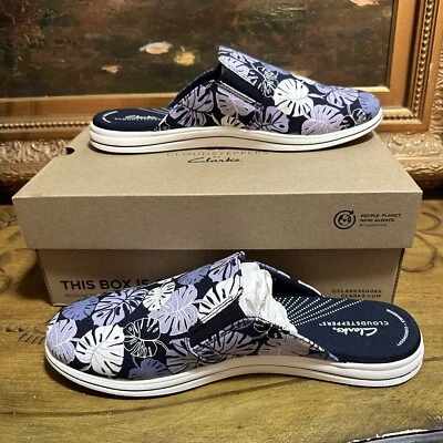 NUEVO CON ETIQUETAS Mujer Clarks Cloudsteppers Breeze Lavanda Combo Lona Mula Tenis 12 M Foto 1 de 4