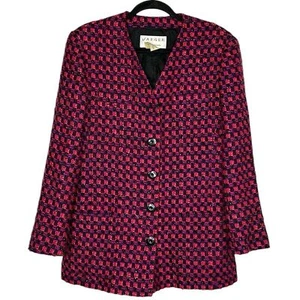 Jaeger Pink Purple Black Tinsel Tweed Jacket Size 12 - Picture 1 of 7