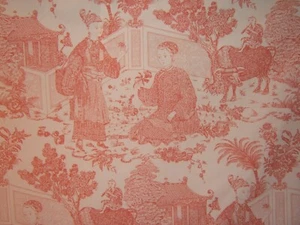 Brunschwig & Fils, Cathay Toile, Hand Printed Chinoiserie Toile, BTY, Clr Coral - Picture 1 of 3