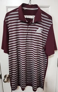 Men's Adidas Eastern Kentucky Colonels Basketball Maroon Striped Polo Shirt Sz L - Picture 1 of 9
