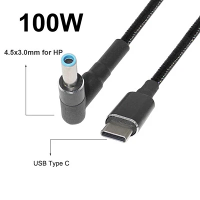100W USB TypeC to 4.5*3.0mm PD Charger Cable Power Cable for HP Laptops - Image 1 of 4