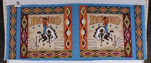 Panel de almohada de rodeo vaquero y bronco 100 % algodón - Imagen 1 de 2